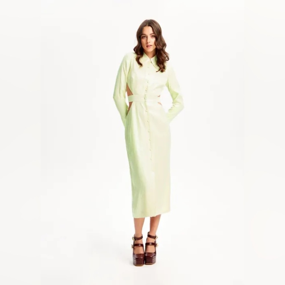 Alice McCall Night Sky Trench Dress in Lime Cream Size 10